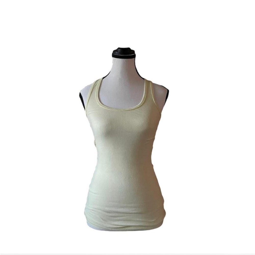 Y2K G:21 Pale Yellow Ribbed Racerback Tank Top